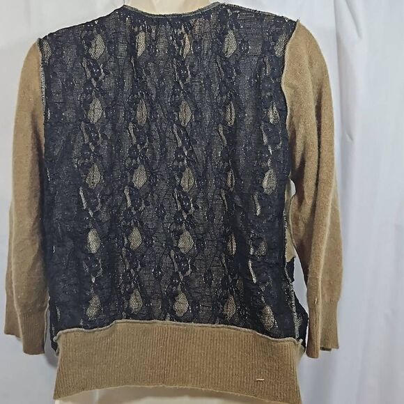 Vintage Material Claudette Size Medium Olive and Black Lace Upcycled Cardigan - Picture 5 of 13